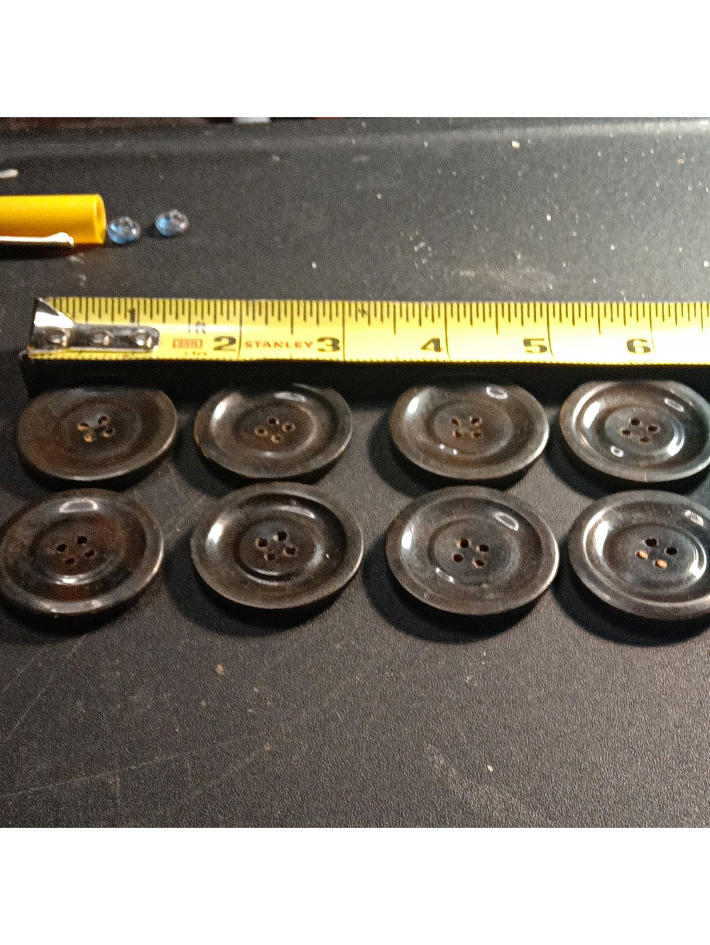 Brown Plastic Round 4-Hole Flat Sewing Buttons 1.5" Lot of 8 Jackets Crafts